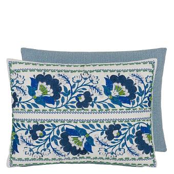 Подушка CCDG1592, Enamel Flower Embroidered Cotton, Indigo, Designers Guild 40 x 30см 