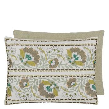 CCDG1593, Enamel Flower Embroidered Cotton, Celadon, Designers Guild