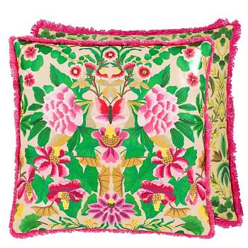 CCDG1379, Ikebana Damask Embroidery, Fuchsia, Designers Guild